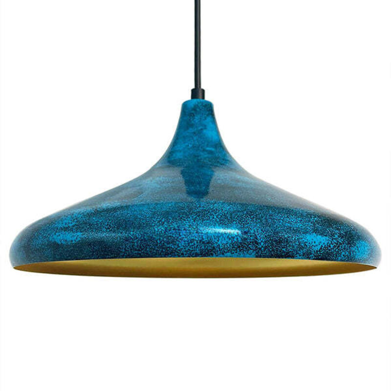 Bamyum - Lampe Suspendue Simple en Bleu – Lustre Vintage E27 Ø35 cm pour Salon, Chambre ou Salle à Manger