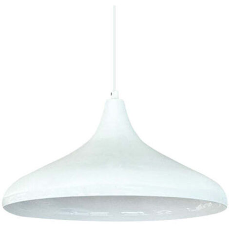 Lampe Suspendue Simple en Blanc Intérieur Blanc – Lustre Vintage E27 Ø35 cm pour Salon, Chambre ou Salle à Manger
