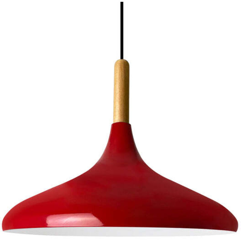 Bamyum - Lampe Suspendue Simple Avec Tête de Lit en Bois Rouge – Lustre Vintage E27 Ø35 cm pour Salon, Chambre ou Salle à Manger