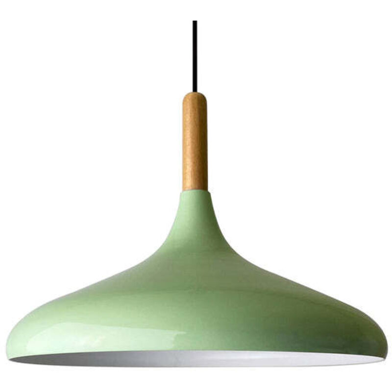 Bamyum - Lampe Suspendue Simple Avec Tête de Lit en Bois Vert – Lustre Vintage E27 Ø35 cm pour Salon, Chambre ou Salle à Manger