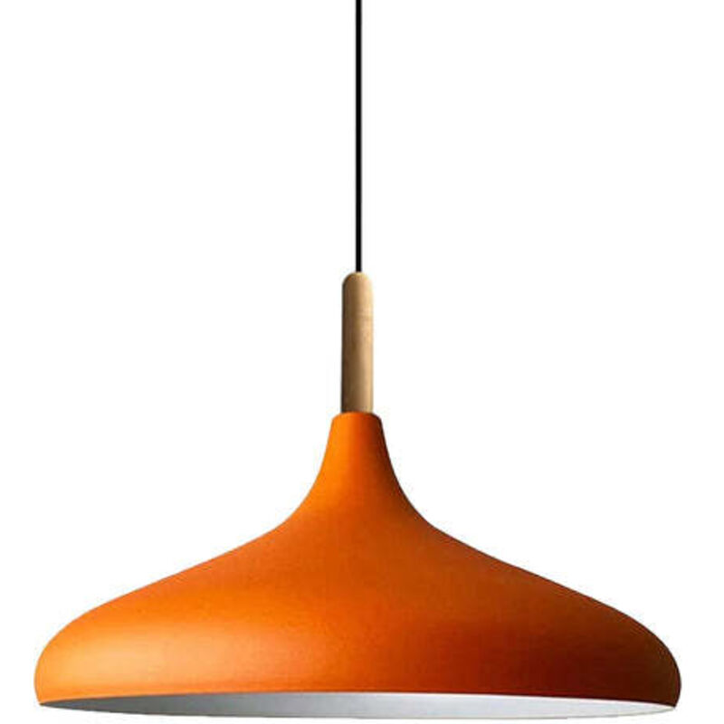 Lampe Suspendue Simple Avec Tête de Lit en Bois Orange – Lustre Vintage E27 Ø35 cm pour Salon, Chambre ou Salle à Manger