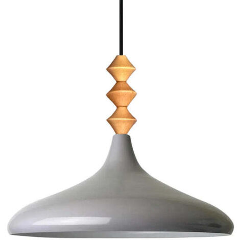 Lampe Suspendue Simple en Q Titre Gris – Lustre Vintage E27 Ø35 cm pour Salon, Chambre ou Salle à Manger