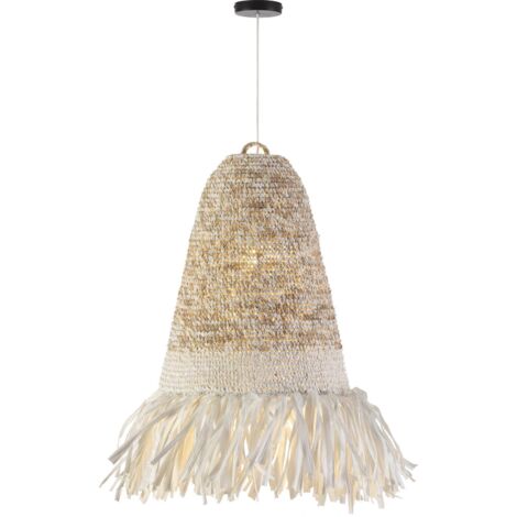 Lampe suspendue Sisal élégante Naturel/Blanc - Nuance de beige sisal avec pointes blanches