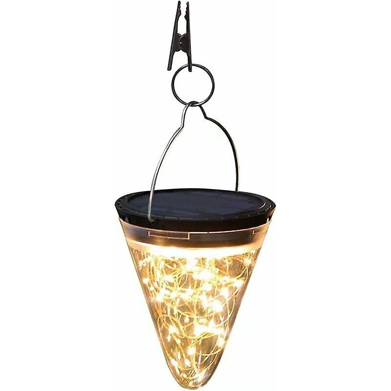 Lampe suspendue solaire à 50 led en forme de cône, imperméable, pour jardin, extérieur, crochets de berger