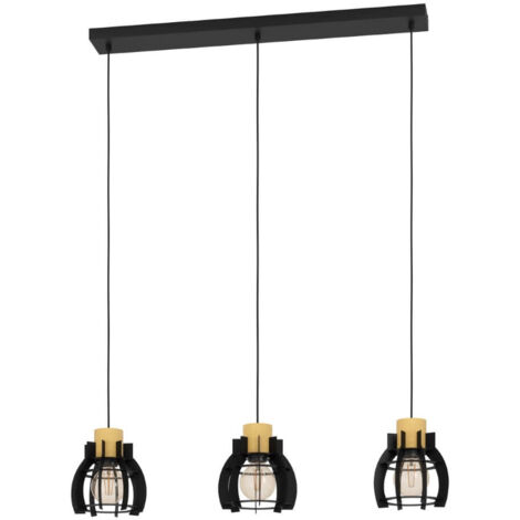 Lampe suspendue Stillington 1 acier, noir noir, marron E27 3x40w L: 88 cm B: 18 cm H: 110 cm Dimmable