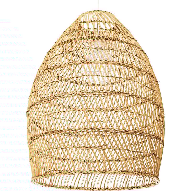 Lampe de plafond en rotin - Suspension de stile Boho Bali - 50cm - Puong Bois naturel