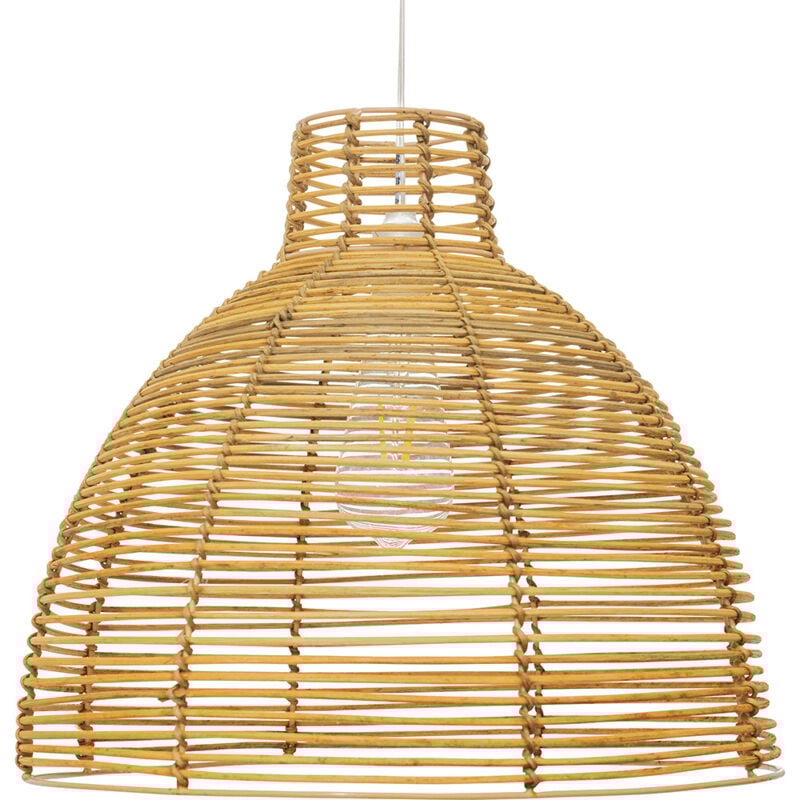 Lampe de plafond en rotin - Lampe suspendue de stile Boho Bali - Can Bois naturel
