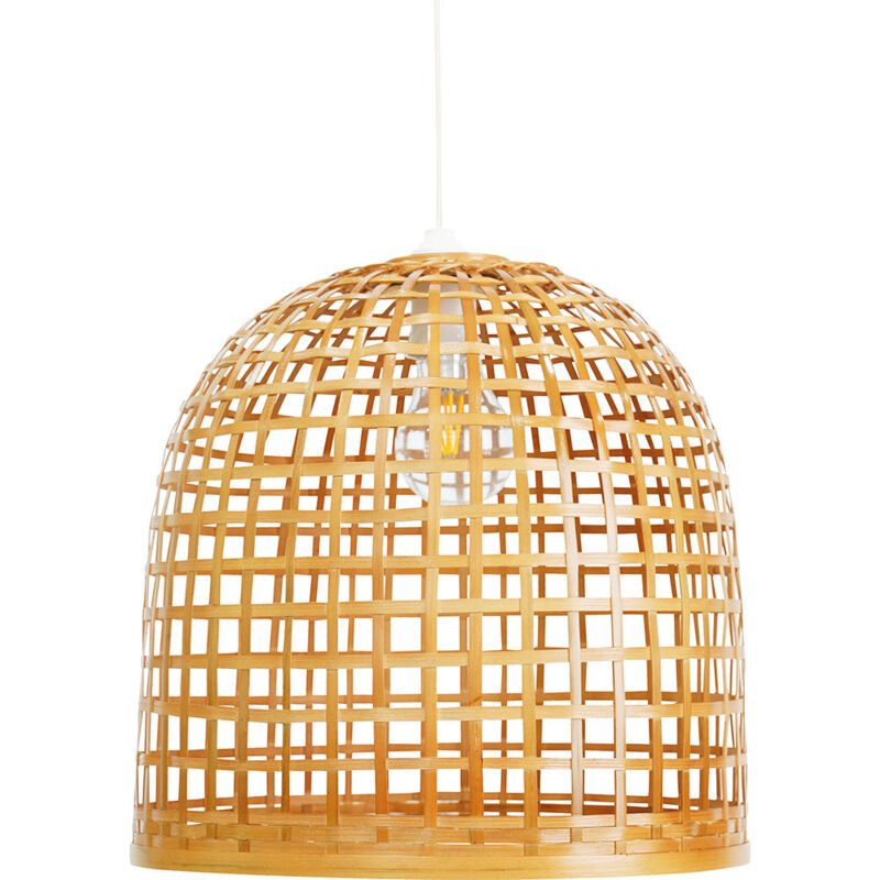 Lustre de plafond en bambou - Suspension de style Boho Bali - Thi Bois naturel