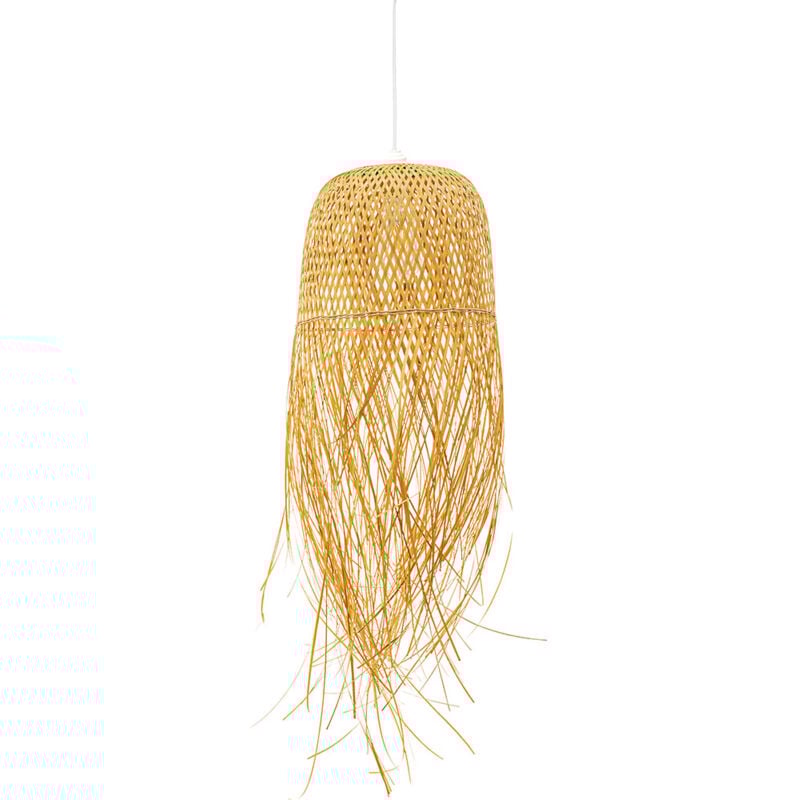 Lampe de plafond en bambou - Lampe suspendue de style Boho Bali - Thow Bois naturel