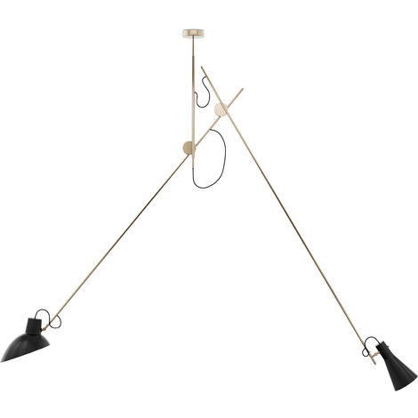 Lampe suspendue style moderne, tiges réglables - Pats Doré Fer, Aluminium - Doré