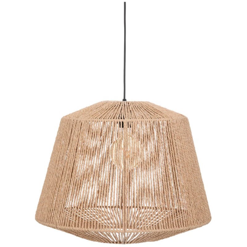 Lampe suspendue, Suspension luminaire coloris beige et métal noir - diamètre 48 x Hauteur 38 cm Pegane