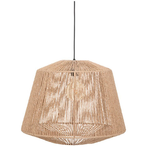 Lampe suspendue, Suspension luminaire coloris beige et métal noir - diamètre 48 x Hauteur 38 cm -PEGANE-