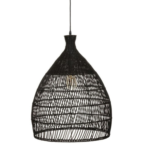 Suspension industrielle avec abat-jour ajouré 41x113 cm en fer noir