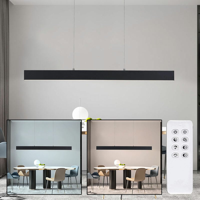 Lampe suspendue table à manger Lampe de salon led suspendue, dimmable, réglable en hauteur, métal anthracite, cct, led 38W 1800lm 2700-5000K, LxlxH
