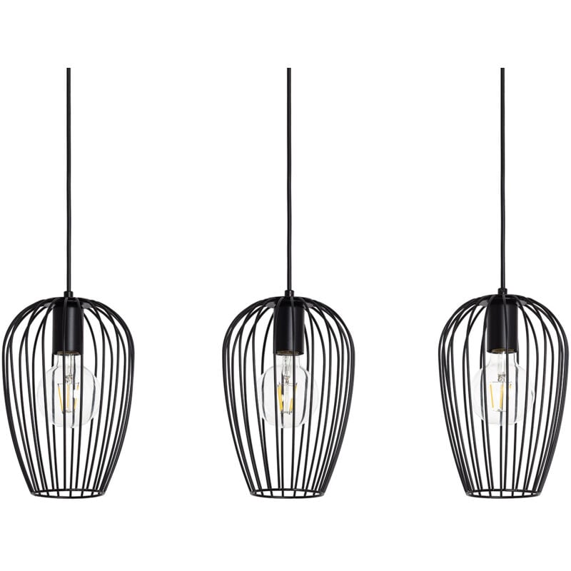 Ledkia - Suspension Métal Telmi 3 Spots Noir