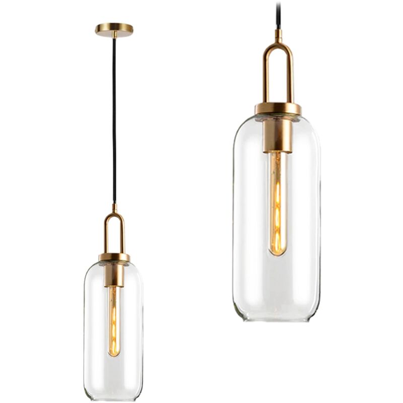 Lampe suspendue APP631-1CP verre tube 1-POINTS de lumière E27 13X13X43-95CM reglable