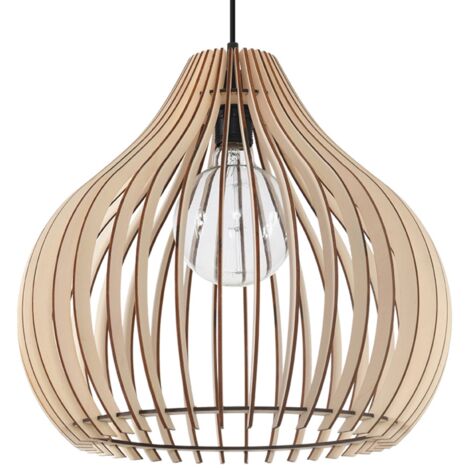 LAMPE SUSPENDUE VINCIO 1 E27 BOIS NATUREL LUMILO 06.379.39