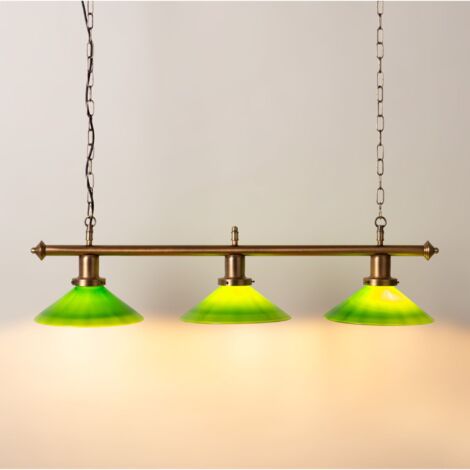BARCELONA LED Lampe suspendue vintage "BANQUERO" - 3 x E27 - Vert