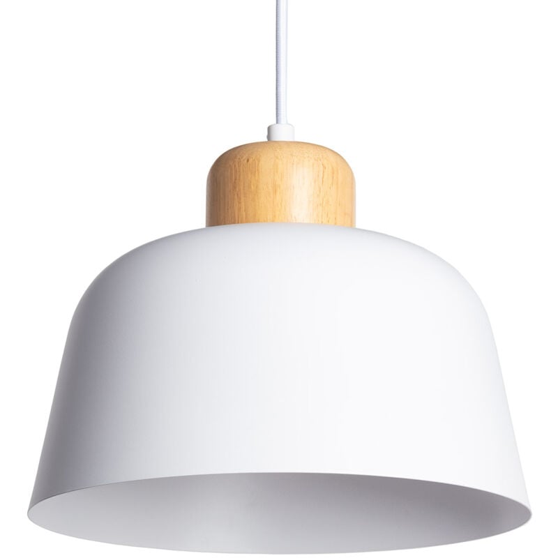 Ledkia - Suspension Métal et Bois Wawak Blanc