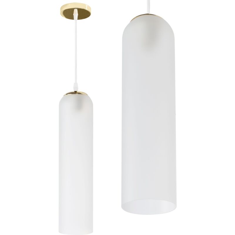 Lampe suspendue APP665-1CP tube verre blanche or 1-POINTS de lumière E27 10X10X40-125CM reglable