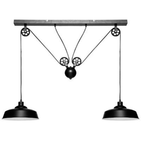 Lampe Suspension 2 Têtes "Ezio" 120cm Noir