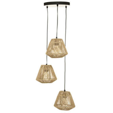 Lampe Suspension 3 Têtes "Jily" 95cm Beige