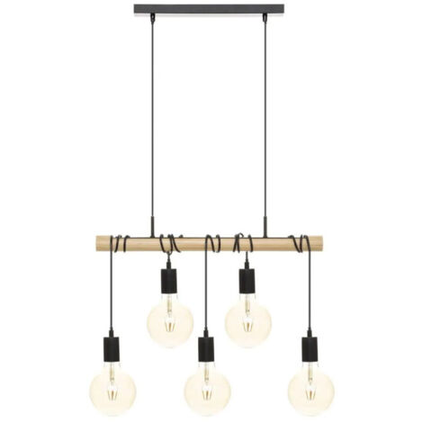 Lampe Suspension 5 Têtes "Jake" 120cm Noir