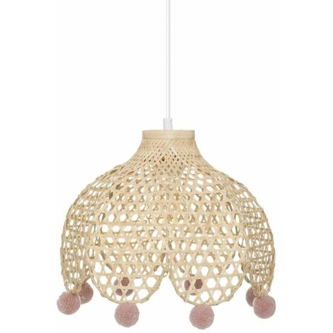 Lampe Suspension Bambou Campagne 28cm Beige