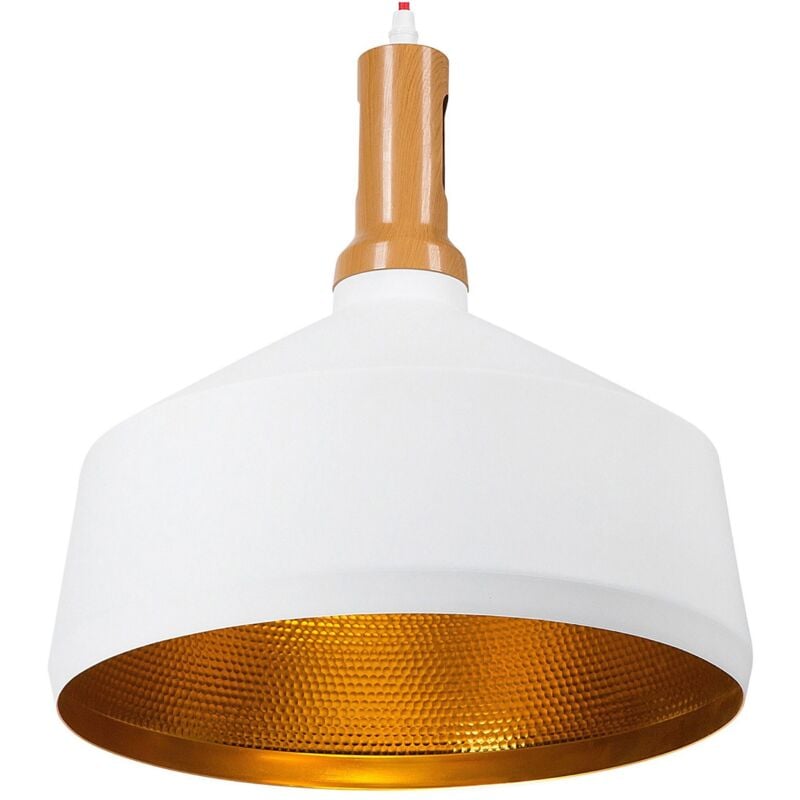 Luminaire Lampe Suspension en Métal Blanc Intérieur Doré E27 Max. 60W Solution Éclairage pour Cuisine ou Salle à Manger Industrielle