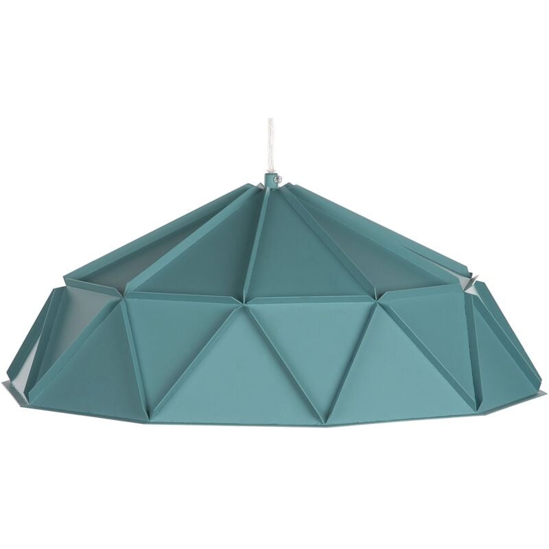 Lampe Suspension Design en Métal Bleu Clair Motif à Triangles E27 Max. 40W Style Futuriste pour Salon ou Salle à Manger Moderne et Minimaliste Beliani