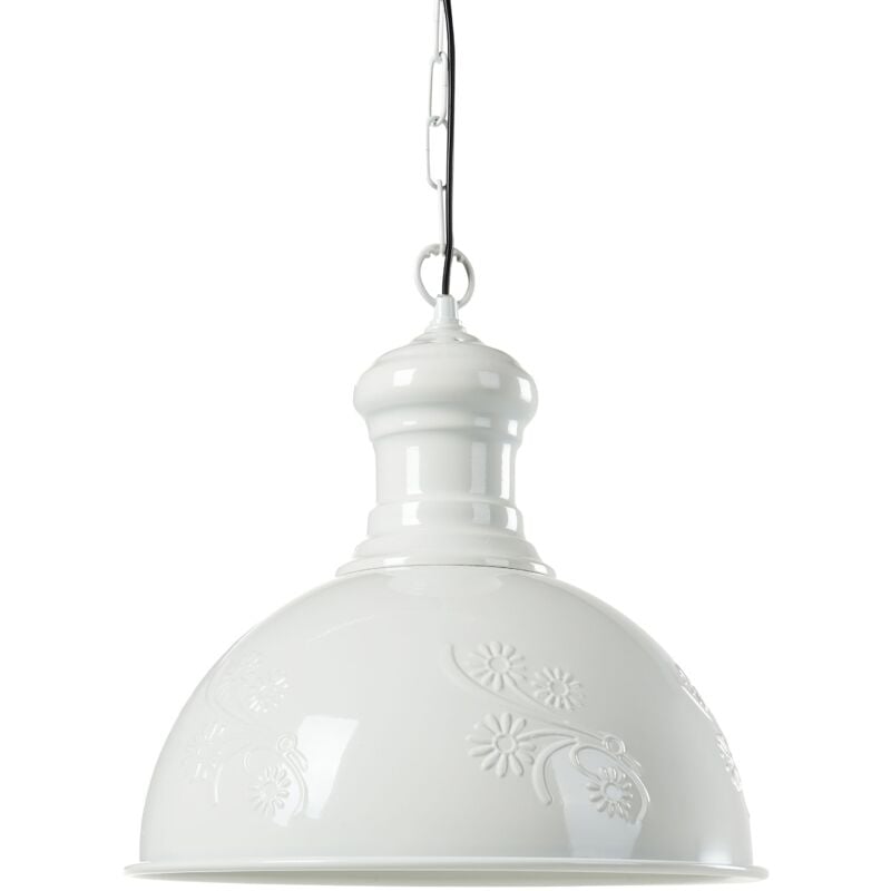 Beliani - Lampe Pendante Rétro Plafonnier avec Motif Fleuri Orné en Métal Blanc Cassé Didessa
