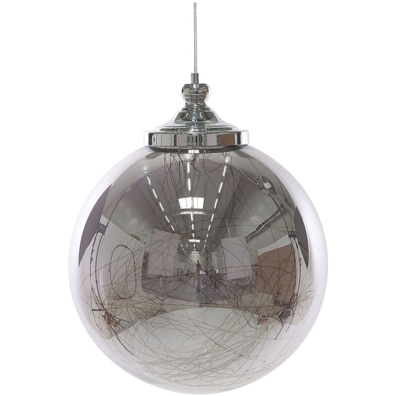 Lampe de Suspension Argentée avec Boule en Verre et Ampoules LED de Grand Format Parfaite Pour Intérieur Moderne ou Glamour Beliani
