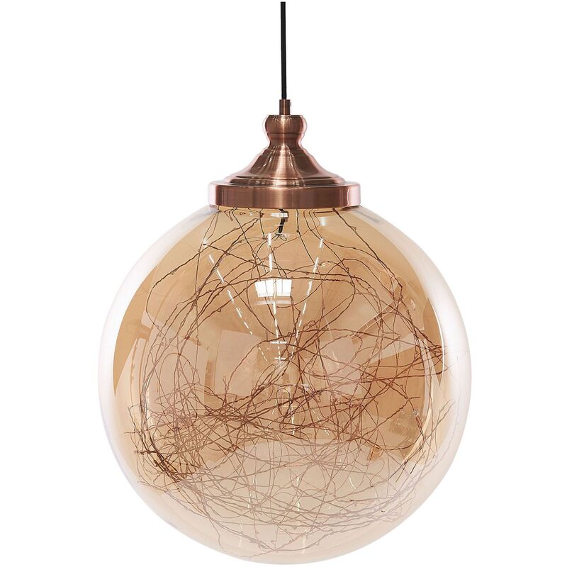 Lampe suspension boule cuivrée BENI grande