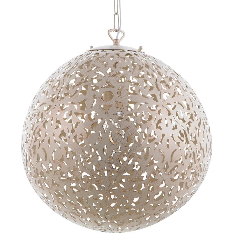 Lampe Suspension Boule en Métal Ajouré Beige E27 Max. 60W Design Oriental et Fantaisie pour Salle à Manger ou Salon Moderne et Vintage Beliani