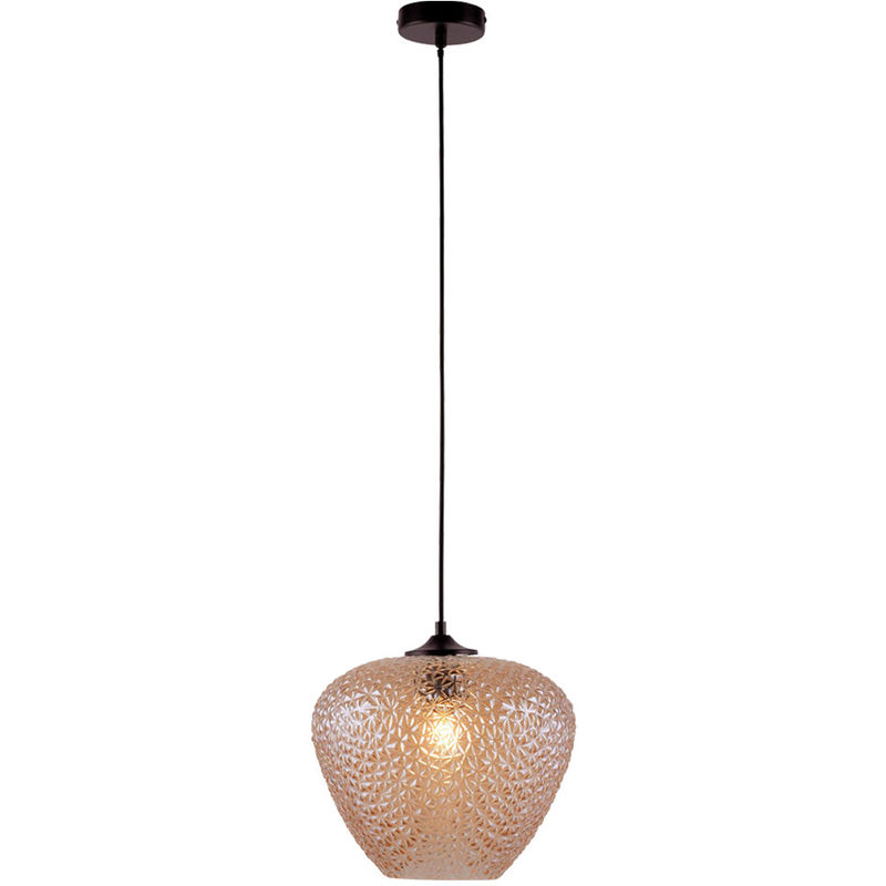 Lampe suspension cuisine salon lampe suspension rétro verre, champagne, 1x E27, DxH 29x100 cm