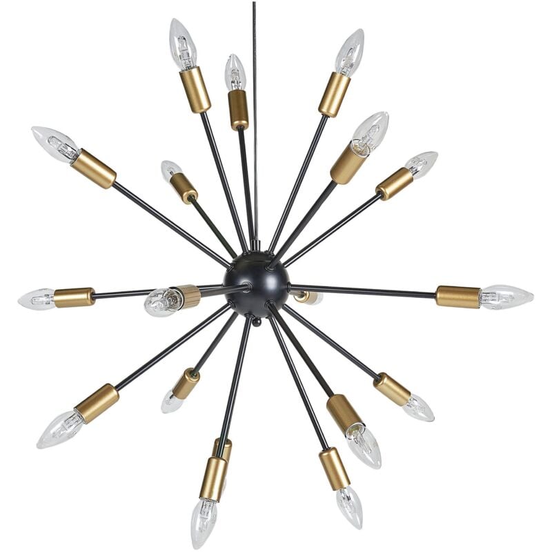 Beliani - Lustre Design Lampe Suspension En Acier Doré pour 18 Ampoules E14 Max. 40W Décorative et Tendance pour Salon au Style Glamour Moderne