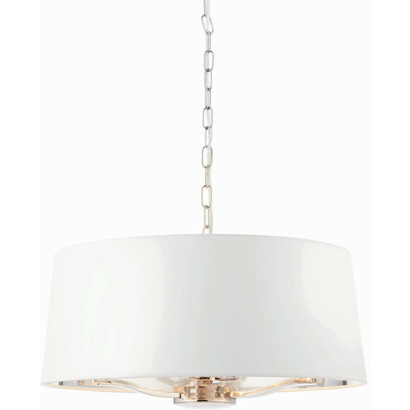 Endon - Lampe à suspension cylindrique à bras multiples plaqué nickel brillant, tissu blanc vintage