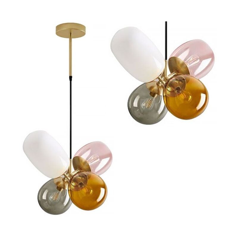 Lampe suspendue APP436-4C verre multicolore 4-POINTS de lumière E14
