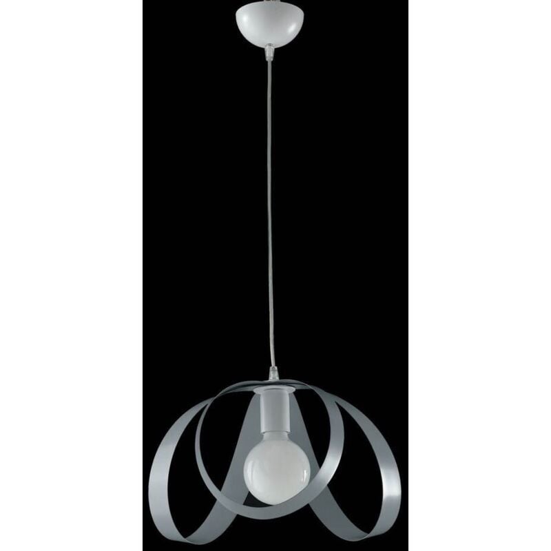 Bonetti Illumina - Lampe à suspension Studio en fer blanc gris une lumière 32x h24 cm