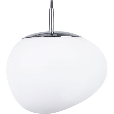 Lampe Suspension Design en Verre Blanc Abat-jour Originale et Lumière Ambiante E27 Max. 40W pour Salle à Manger ou Salon Moderne Minimaliste Beliani