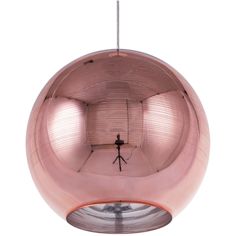 Beliani - Lampe Suspension en Forme de Boule en Verre Rose E27 Max. 40W Design Raffiné et Élégant Parfait pour Salle à Manger ou Salon Moderne