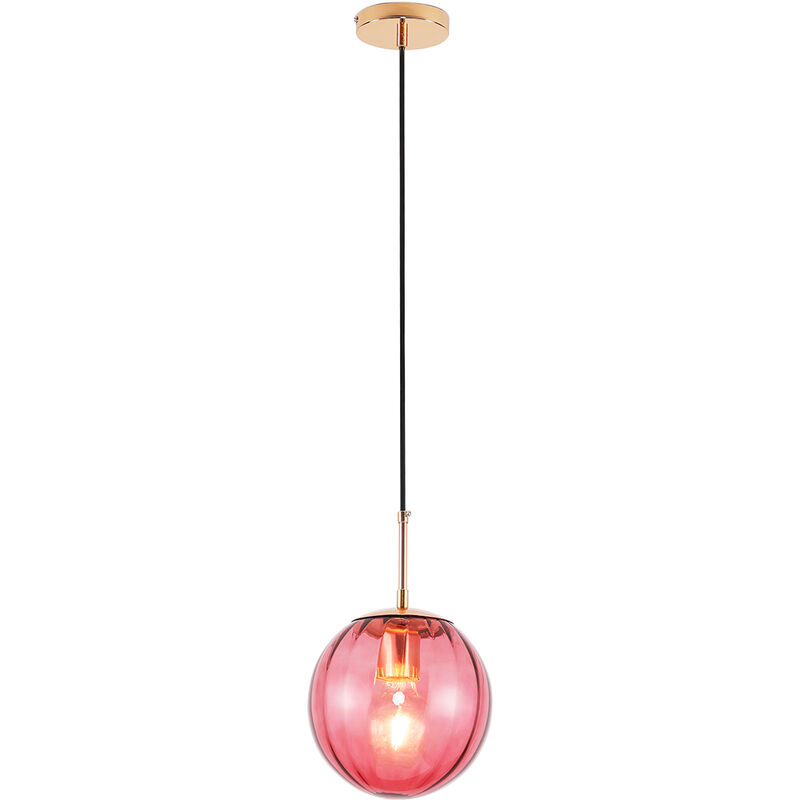 Privatefloor - Lampe de plafond rétro - Suspension en boule colorée - Rumi Rose