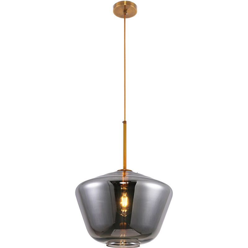 Lampe suspension dorée design en verre Gris transparent Verre, Métal - Gris transparent