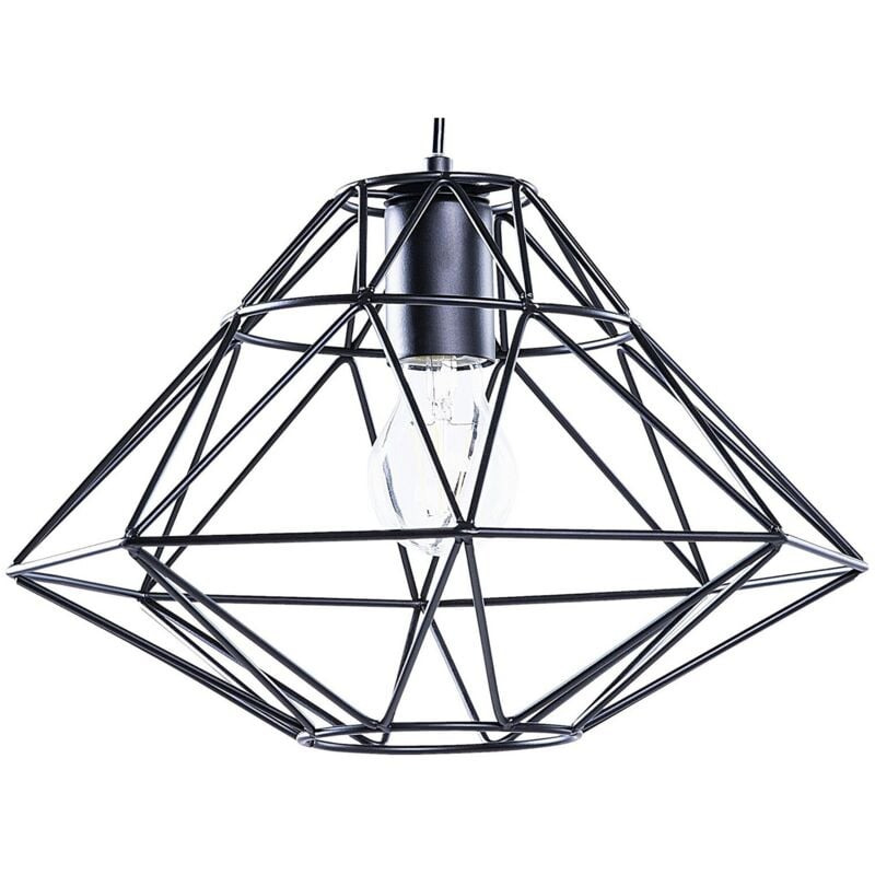 Beliani - Suspension Lampe de Plafond Filaire Type Cage en Acier Noir E27 Max. 60W pour Salon au Design Ultra Moderne Industriel et Urbain