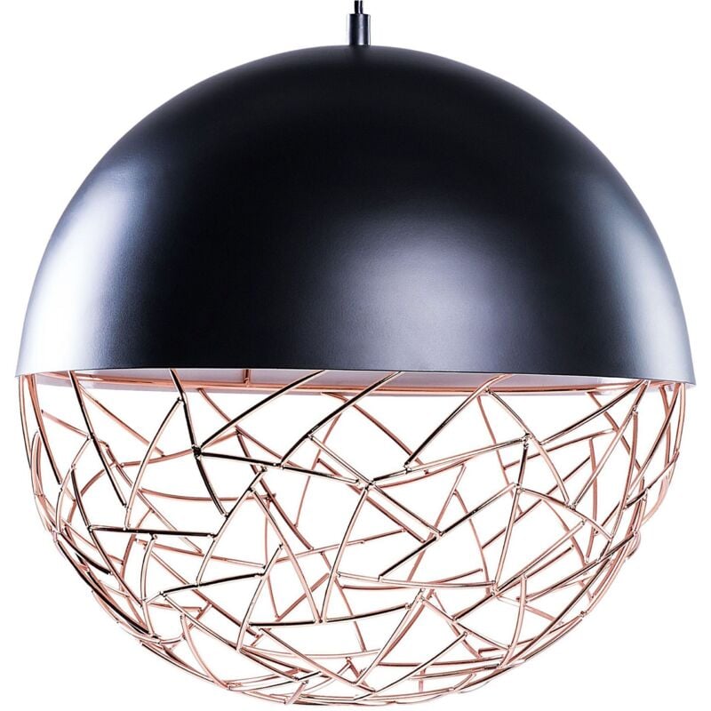 Beliani - Lampe Suspension E27 Max 60W en Acier Noir Sphère Stylée Maillage Géométrique