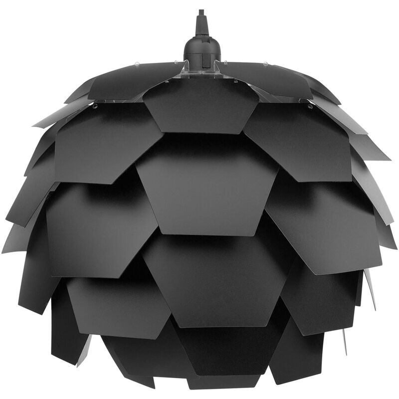 Beliani - Lampe de Suspension 60 cm E27 Max 60W en Synthétique Noir Cône de Pin Déco Segre