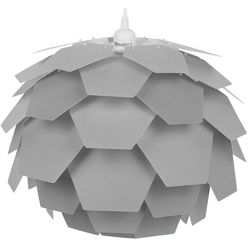 Beliani - Lampe de Suspension 40 cm E27 Max 60W en Synthétique Gris Cône de Pin Déco Segre
