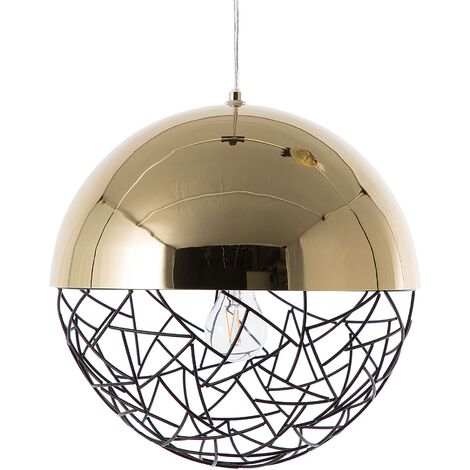 Lampe Suspension E27 Max 60W en Acier Doré Sphère Stylée Maillage Géométrique Padma - Doré