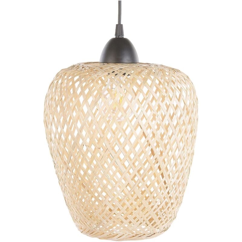 Beliani - Lampe Suspension Déco en Bambou Clair Ajourée E27 Max 40W Luminaire Parfait pour Chambre ou Salon au Design Naturel et Scandinave