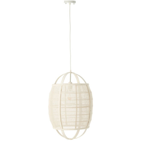 Lampe Suspension en Bambou "Ion" 37cm Blanc